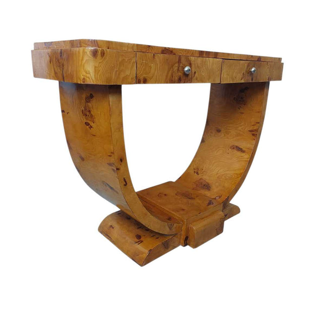 Tampa Bay Art Deco Burl walnut console Table