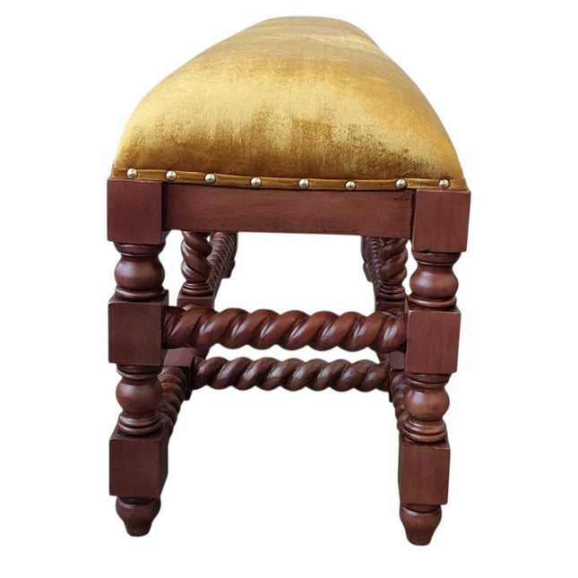 HAZELHURST BED END BENCH SEAT ☆ WALNUT & GOLD VELVET