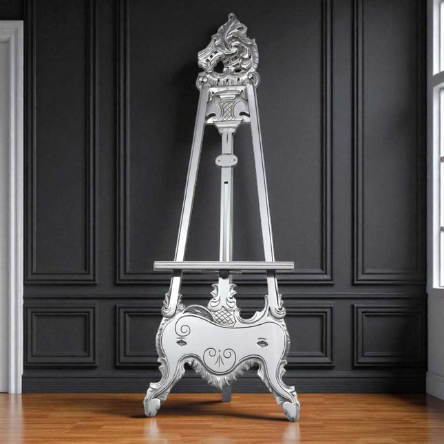 Larsa Wood Carved French Easel ☆ Silver