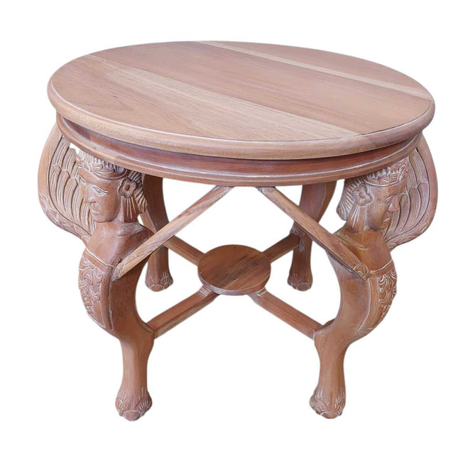 Mahogany wood Carved Round Angels Table