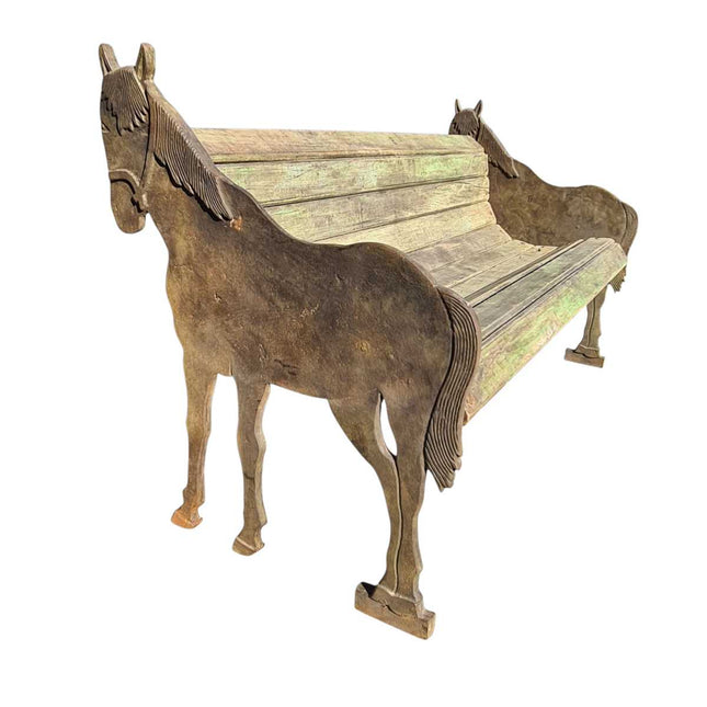 Cast Iron Horse Garden Bench seat