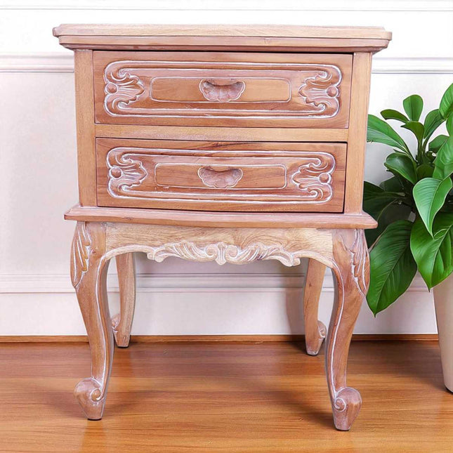 Lucien French Nightstand ☆ Natural White- wash