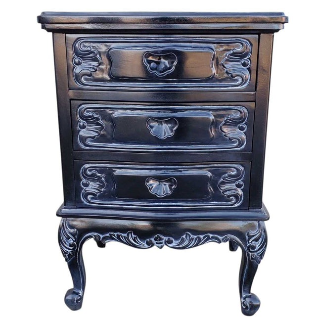 DOMINIQUE MAHOGANY WOOD NIGHTSTAND ☆ BLACK