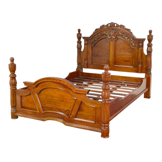 SATURN GOTHIC COLUMN BED ☆ WALNUT LIGHT