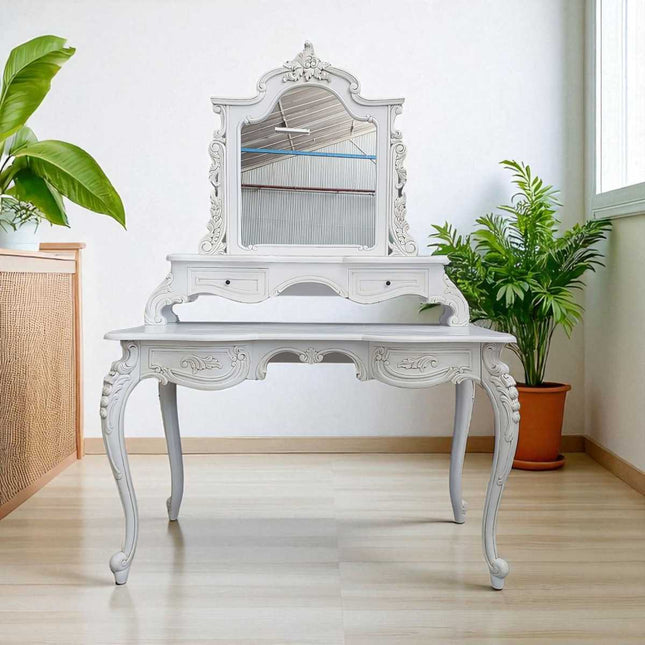 Etna French Vanity Dressing Table ☆ White Antique