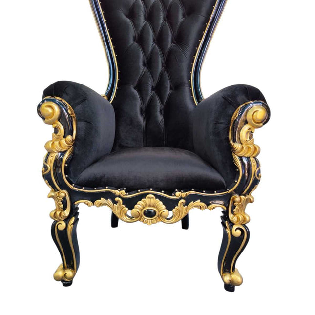 Hollywood Regency Throne Chair ☆ Black & Gold