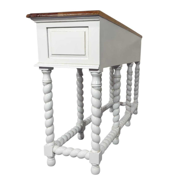 OXTON MAHOGANY WOOD CONSOLE TABLE ☆ WHITE & NATURAL