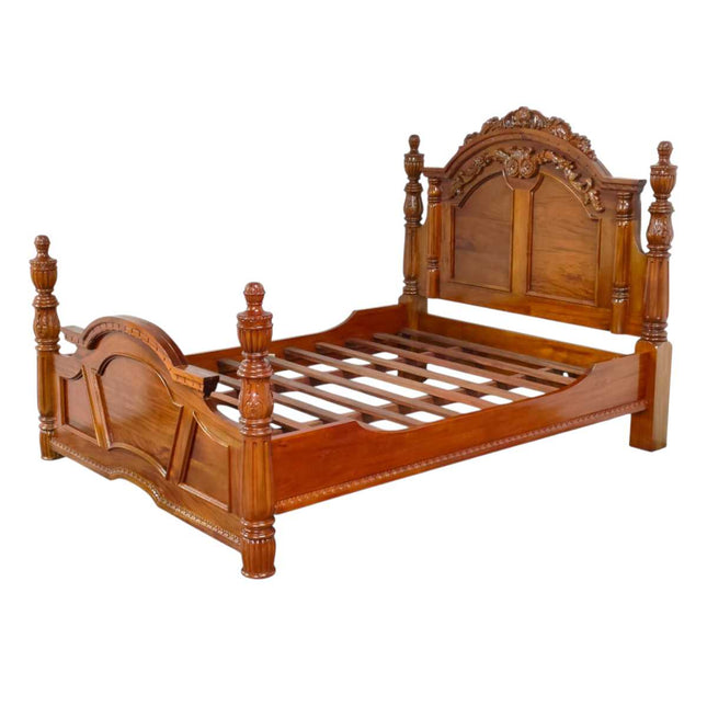 SATURN GOTHIC COLUMN BED ☆ WALNUT LIGHT
