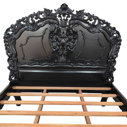 VERNON MAHOGANY CARVED ROCOCO BED ☆ BLACK