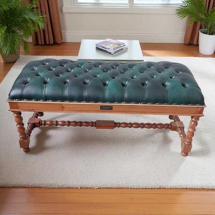 Dawson Colonial Bedroom seat ☆ Walnut Light & Green
