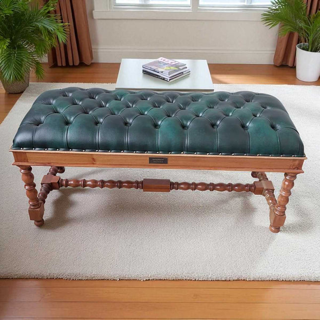 Dawson Colonial Bedroom seat ☆ Walnut Light & Green