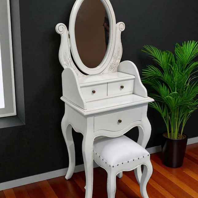 NORDHERM FRENCH DRESSING VANITY & STOOL ☆ WHITE