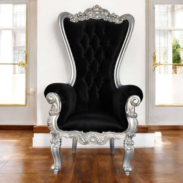 Hollywood Regency Throne ☆ Silver & Black