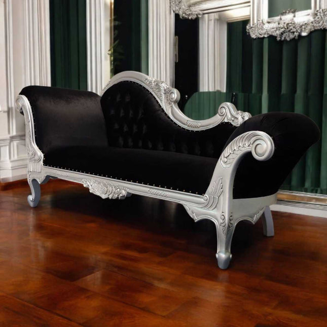 Vienna French Chaise ☆ Silver & Black