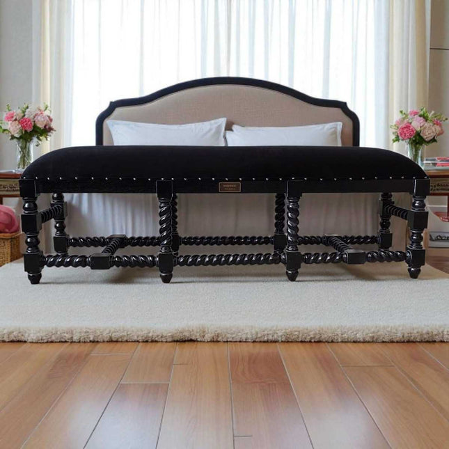 Hazelhurst Bedend Seat ☆ Black & Black Velvet