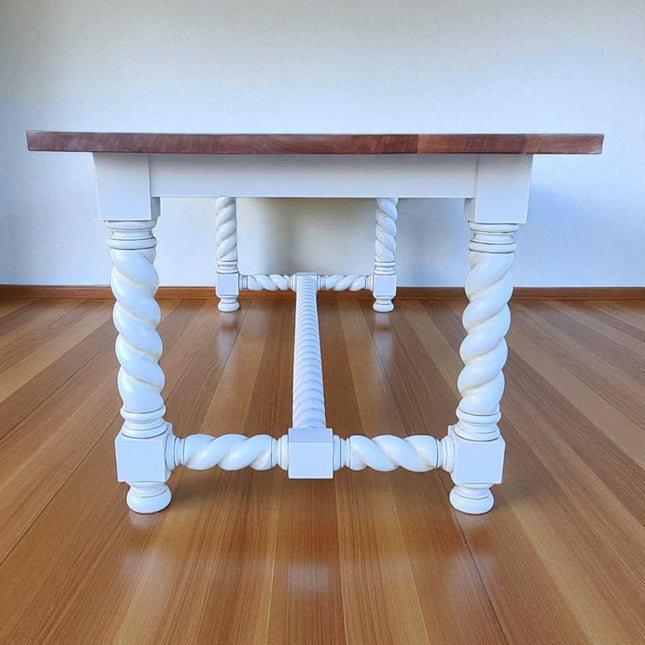 JENKINSON MAHOGANY WOOD DINING TABLE ☆ WHITE & NATURAL