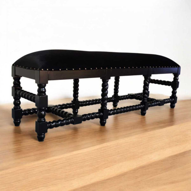 Hazelhurst Bedend Seat ☆ Black & Black Velvet