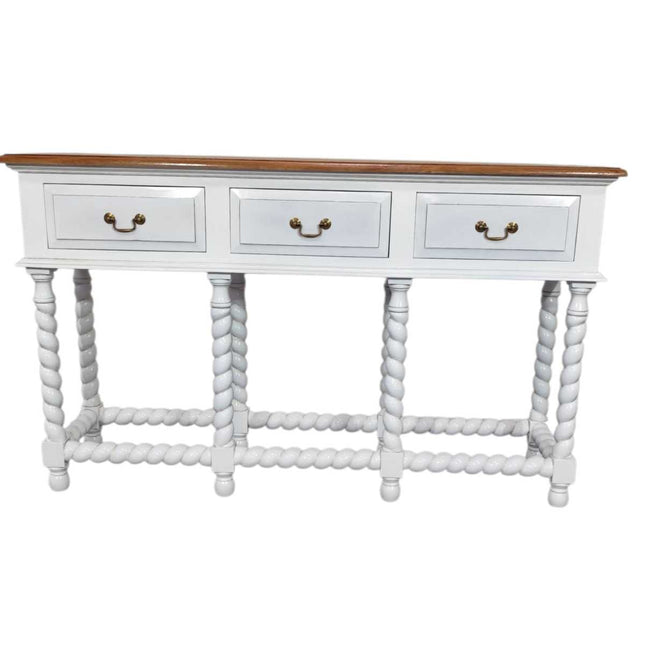 OXTON MAHOGANY WOOD CONSOLE TABLE ☆ WHITE & NATURAL