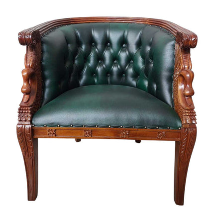 Empire Revival Tub Chair ☆ Walnut & Green