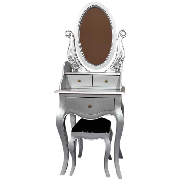NORDHERM FRENCH DRESSING TABLE & STOOL ☆ SILVER