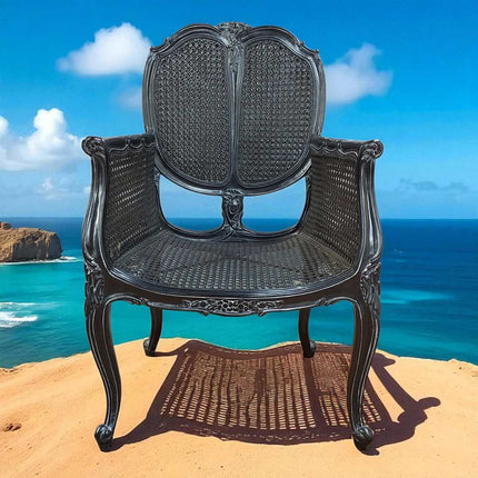 Severes Mahogany & Cane Louis XV chair ☆ Black