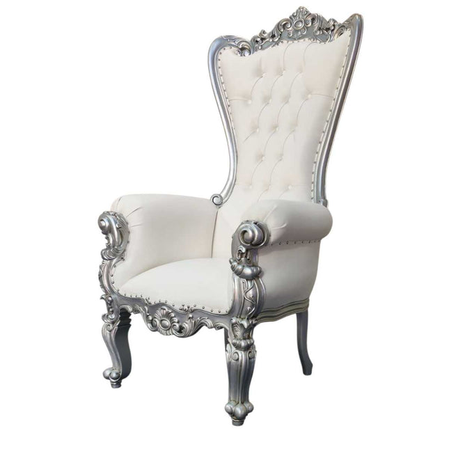 HOLLYWOOD REGENCY THRONE ☆ Silver & White