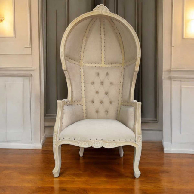 Edmund Porter Chair ☆Rustic white & Linen