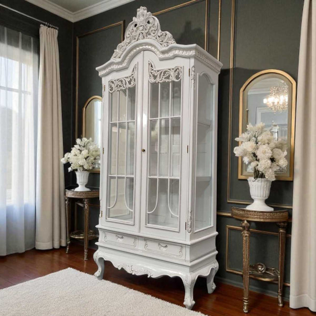 STRASBOURG FRENCH CABINET ☆WHITE ANTIQUE