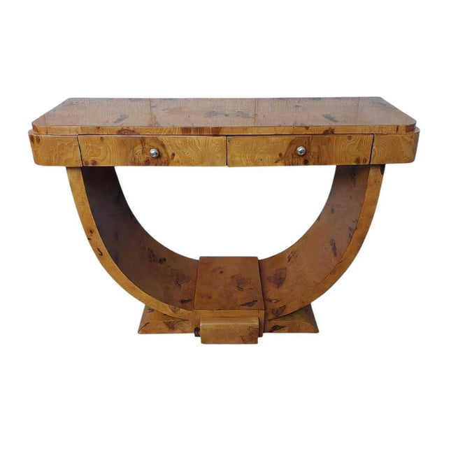 Tampa Bay Art Deco Burl walnut console Table