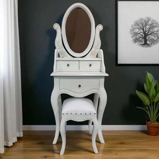 NORDHERM FRENCH DRESSING VANITY & STOOL ☆ WHITE