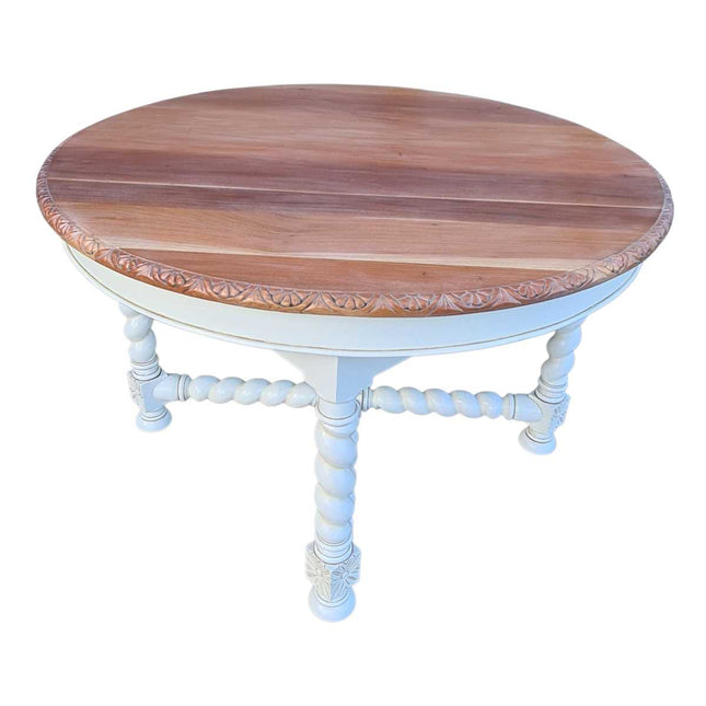 Orleans Round Dining Table ☆ White & Natural