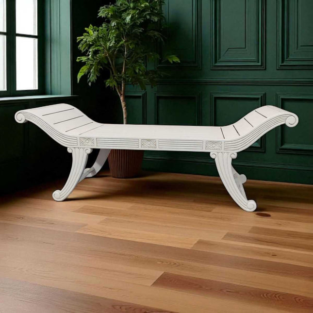 Munich Mahogany indoor Sleigh Bench Seat ☆ White