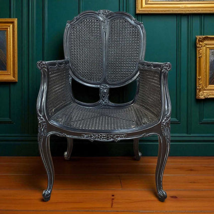 Severes Mahogany & Cane Louis XV chair ☆ Black